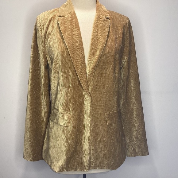 Mink Pink Arianna gold cut velvet one button, two pocket lined, blazer Med NWT - Picture 3 of 16
